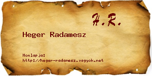 Heger Radamesz névjegykártya